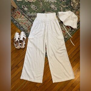 NEW White Wide-leg Pants with Pockets
